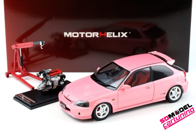 1:18 Honda Civic EK9 Type R personalizado - Rosa dulce - incluido bloque motor adicional PRE 0RDER