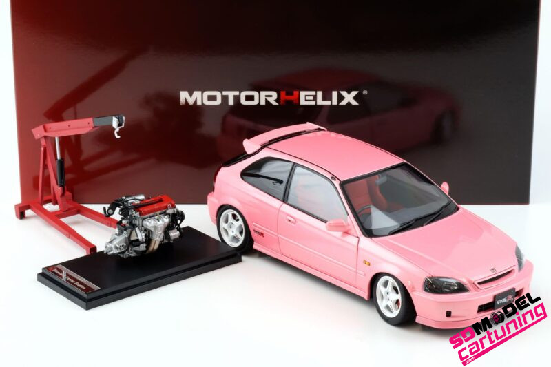 1:18 Honda Civic EK9 Type R customized - Sweet pink - inclusief extra Motorblok PRE 0RDER - Imagen 4