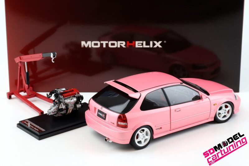 1:18 Honda Civic EK9 Type R customized - Sweet pink - inclusief extra Motorblok PRE 0RDER - Imagen 3