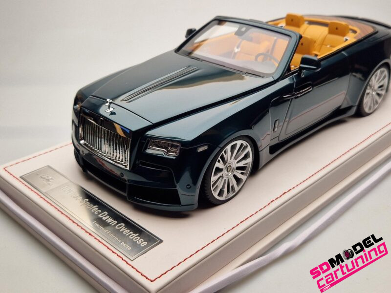 1:18 Rolls Royce Novitec Spofec Dawn Overdose - Groen/Zilver - Inclusief vitrinebox + Luxe grondplaat - Afbeelding 4