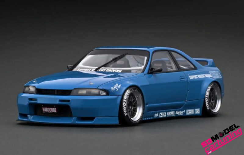 1:18 Nissan Pandem R33 GT-R - Jantes BBS - Bleu - Plaque de base de luxe incluse