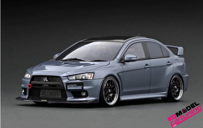 1:18 Mitsubishi Lancer Evolution X - Gray Metallic - Includes deluxe baseplate