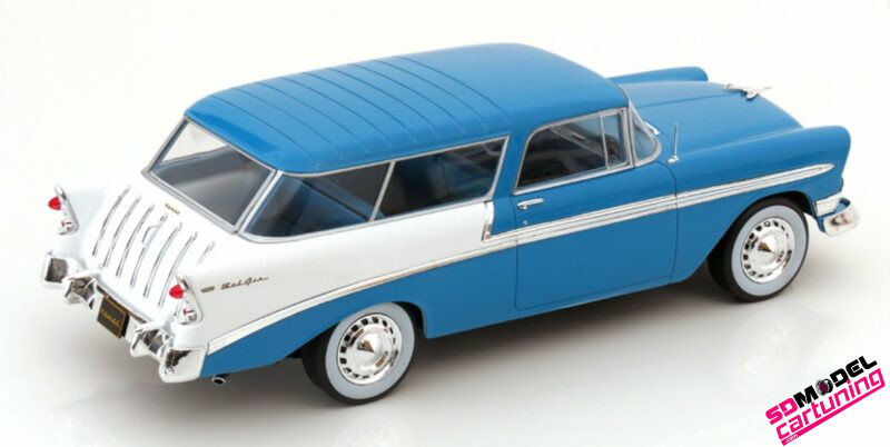 1:18 Chevrolet Bel Air Nomad Custom - 1956 - Blauw/Wit - Afbeelding 2