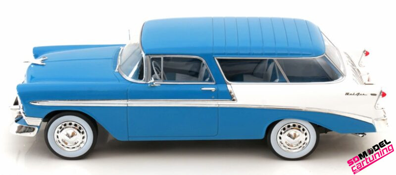 1:18 Chevrolet Bel Air Nomad Custom - 1956 - Blauw/Wit - Afbeelding 3