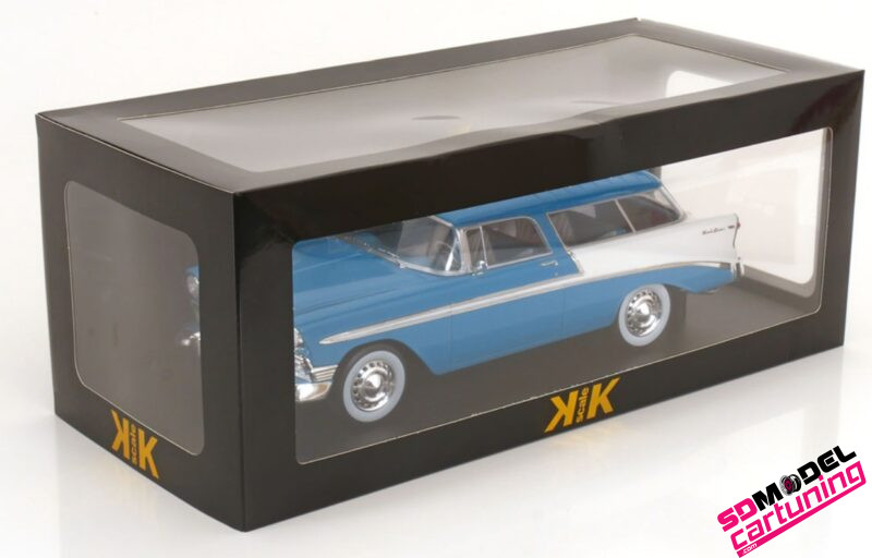 1:18 Chevrolet Bel Air Nomad Custom - 1956 - Blauw/Wit – Image 4