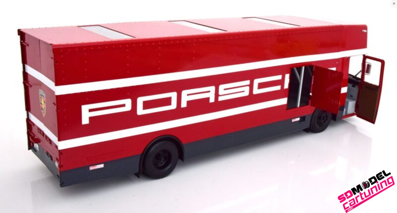 1:18 Mercedes O317 Porsche Renntransporter - Rood/Wit – Image 3