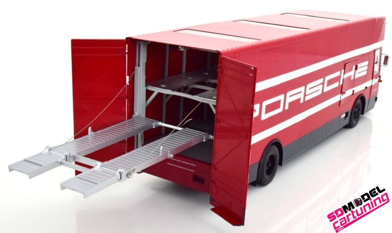 1:18 Mercedes O317 Porsche Renntransporter - Rood/Wit – Image 6