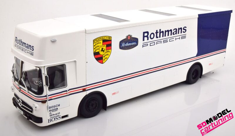 1:18 Mercedes O317 Porsche Renntransporter Rothmans